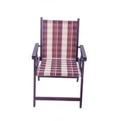 Cadeira  dobravel de madeira com tecido para varanda e jardim kit com 2 unidades