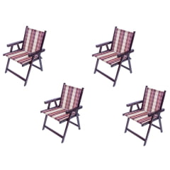 Cadeira de madeira dobravel com tecido kit com 4 unidades